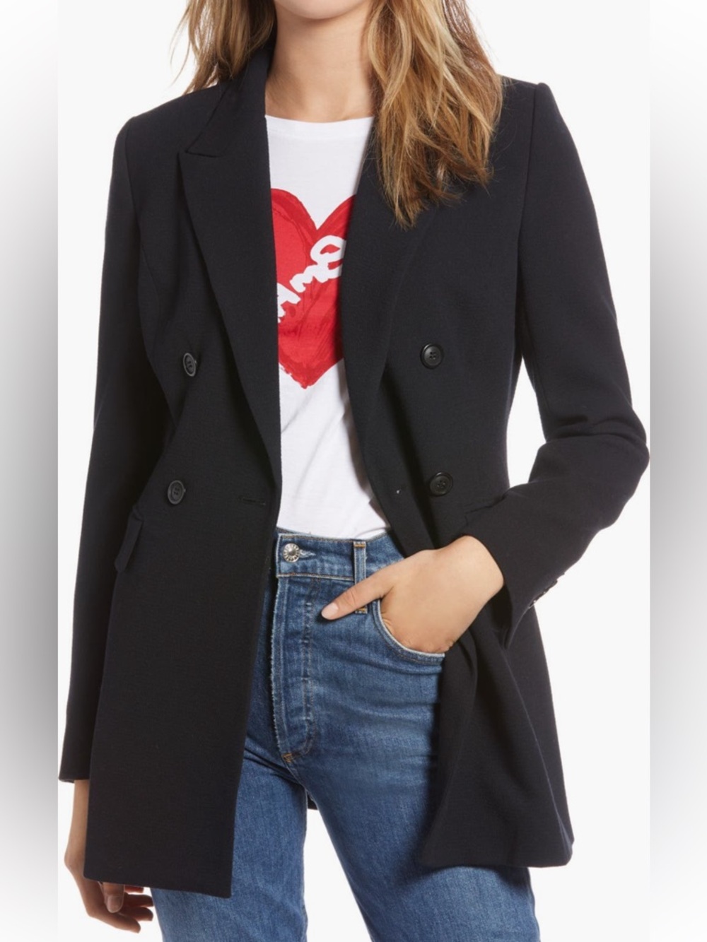 1901 double breasted textured crepe blazer XL
